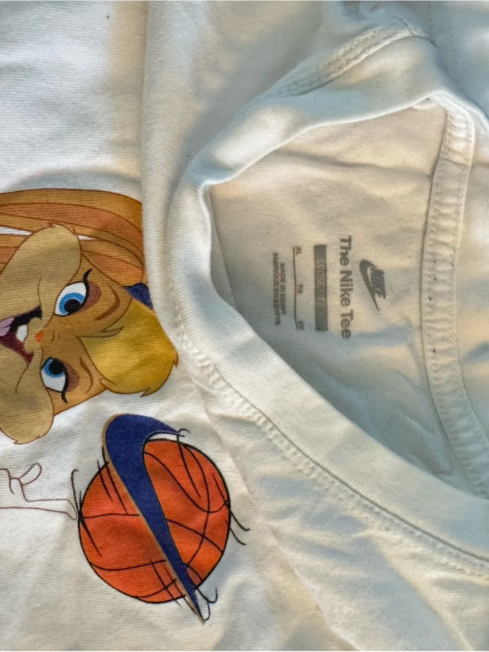 Nike White Tune Squad Lola Bunny Graphic Tee with Blue and Orange Print